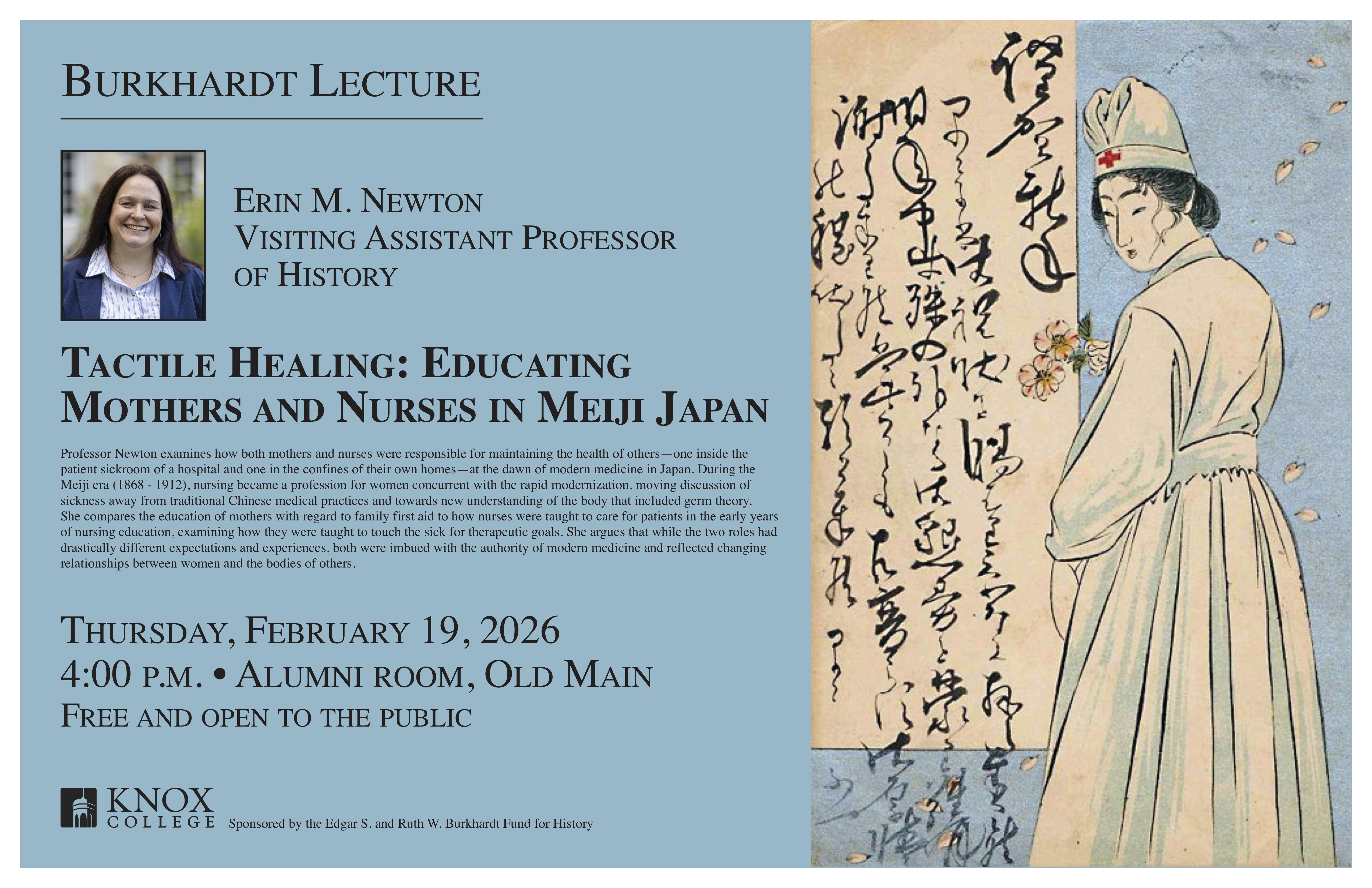 A poster advertisement for the Burkhardt Lecture.