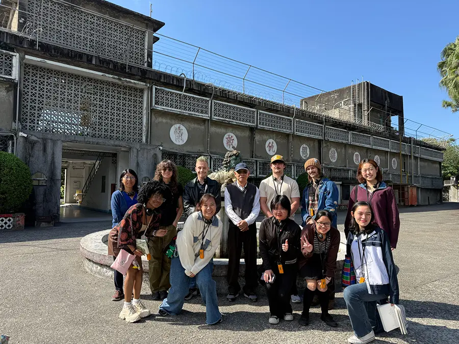 Students outside the Jing Mei White Terror Memorial Park