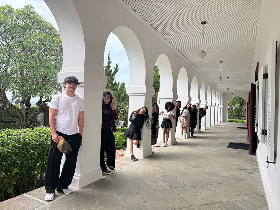 Knox students at the Tamsui columns