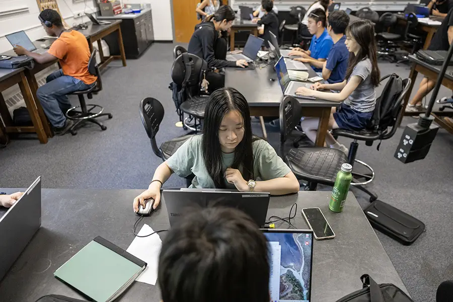 Summer Science Program students work during class.