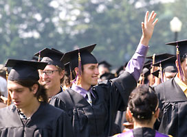 Knox graduate waves to crowd