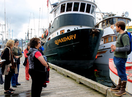 Nic Mink leads a salmon tour