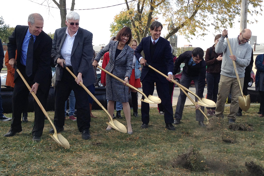 Breaking ground for the new art building at Knox College.