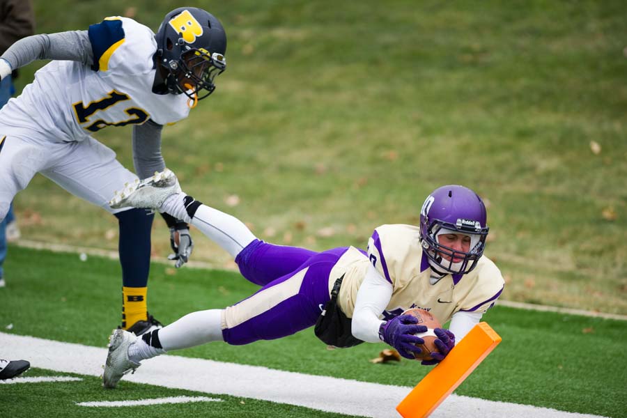 Ilir Emini '16, a wide receiver with the Prairie Fire football team, is known for making great catches 