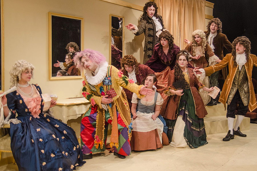 The cast of La Bête in the costumes designed by Rachel Sypniewski '01