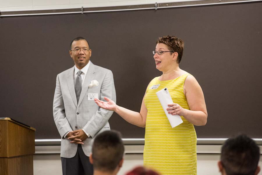 Knox College history professors Konrad Hamilton, Catherine Denial