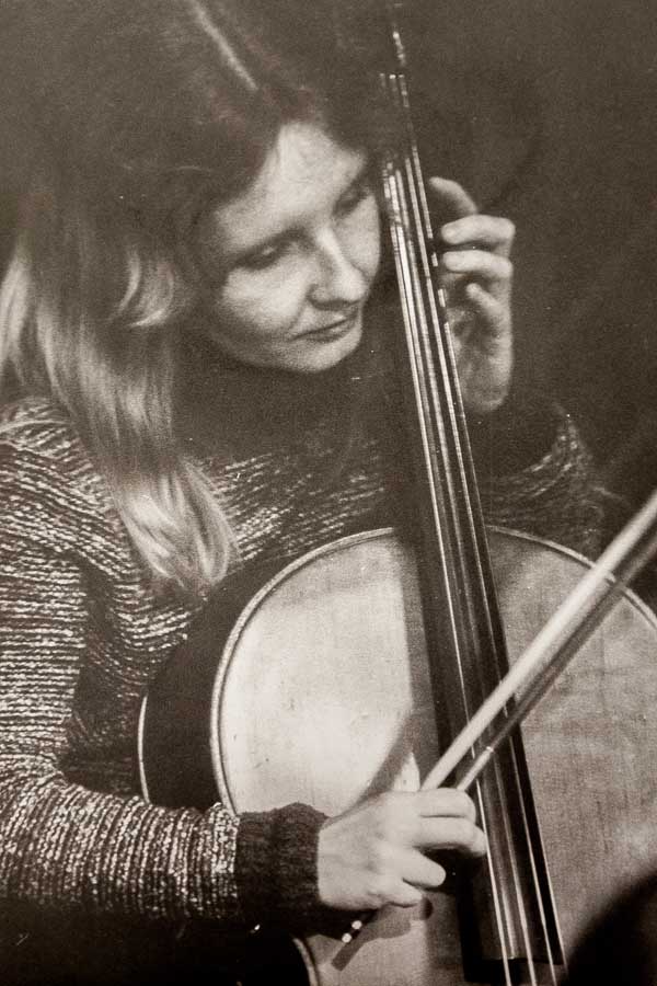 Knox College biology professor Linda Dybas playing cello