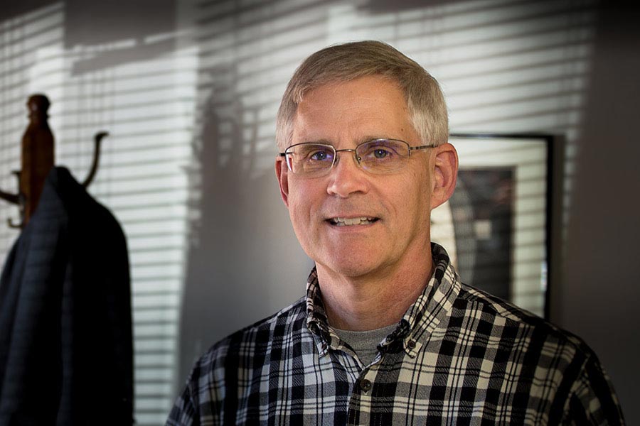 Professor James Thrall in his office.