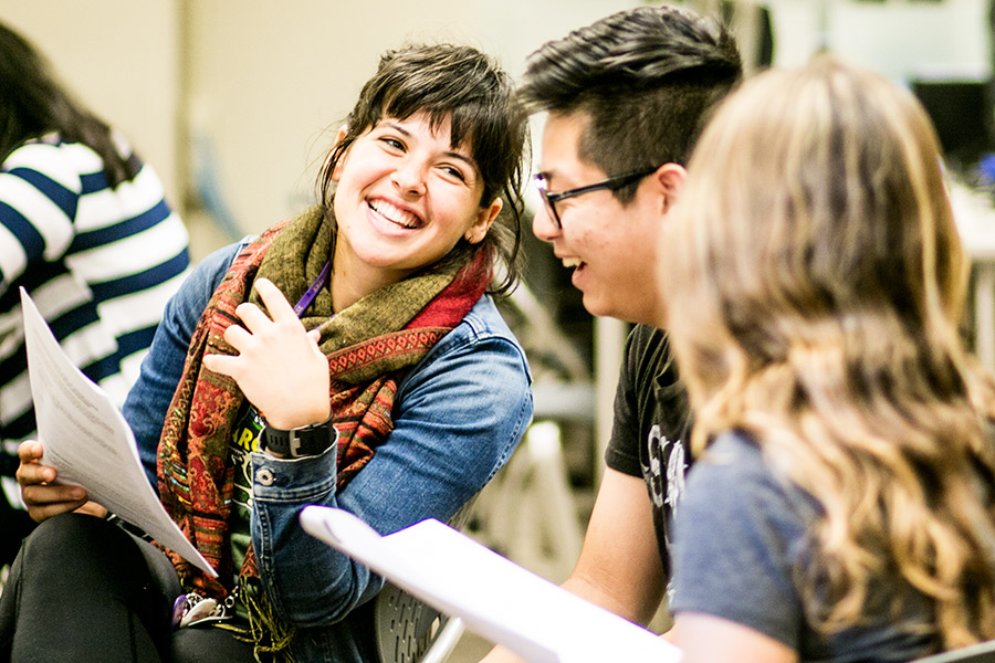 Knox College students collaborate in the computer lab.