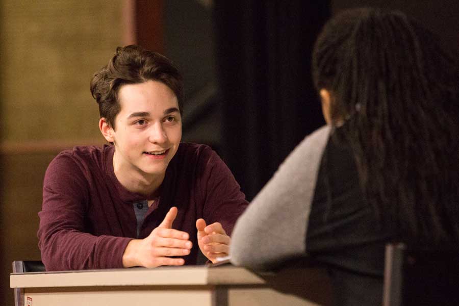 Knox College students rehearse "The Nether," performed NOv. 2-5 2016 in Harbach Theatre.