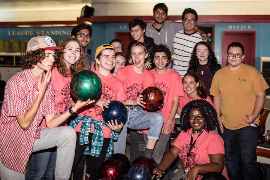 Living-Learning Community students go bowling together.