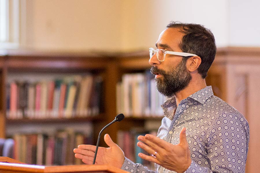 Professor Nicholas Regiacorte introduces author Marilynne Robinson