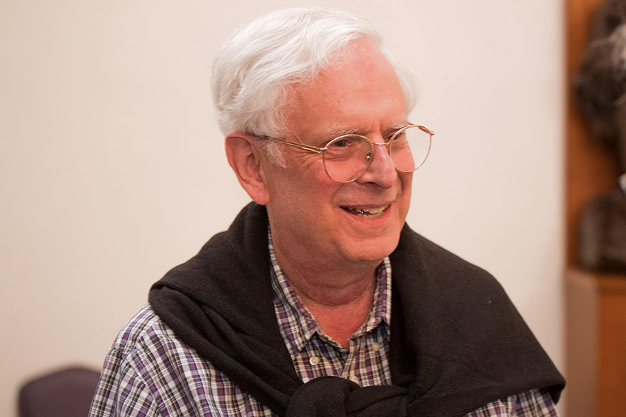 Steve Fineberg smiles at his retirement party.