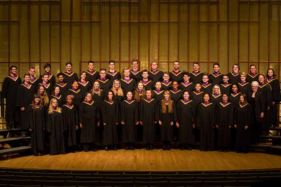 The Knox College Choir before one of their concerts on campus. 