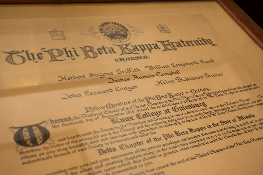 Charter of the Knox College Chapter of Phi Beta Kappa