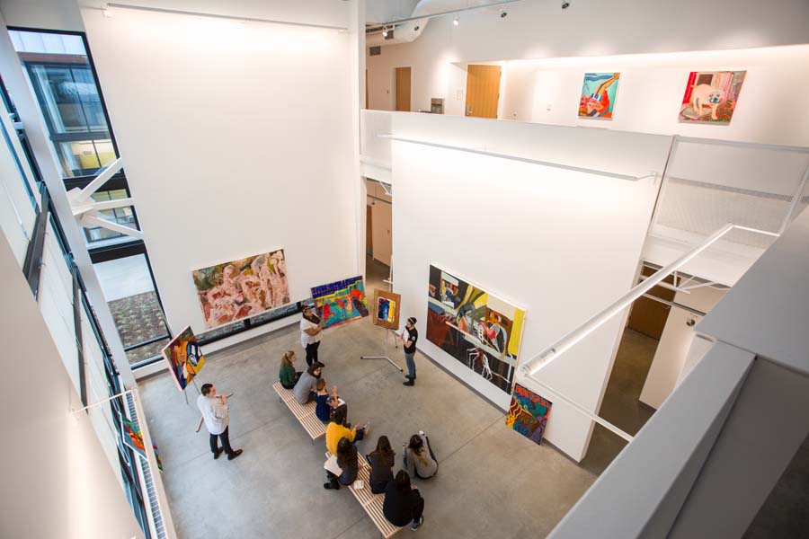 Critique session in the Whitcomb Art Center.