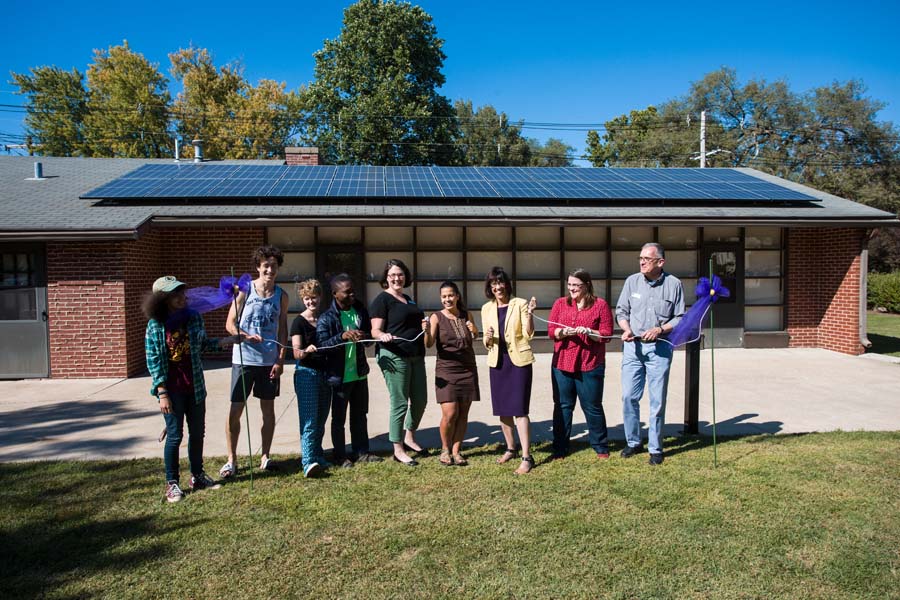 Ceremonial "unplugging" to celebrate first solar power installation at Knox College.