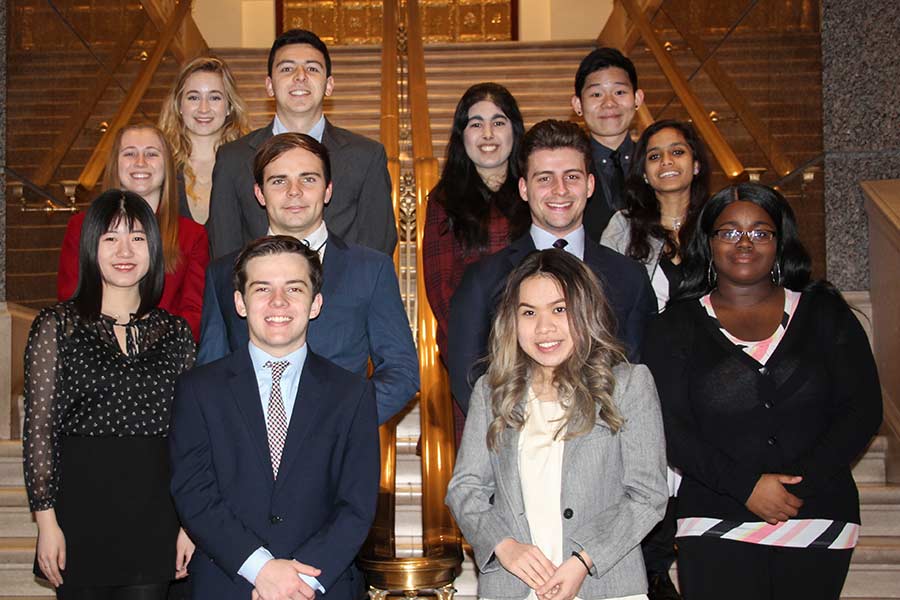 Students gather in Chicago, ready for their next networking event. 