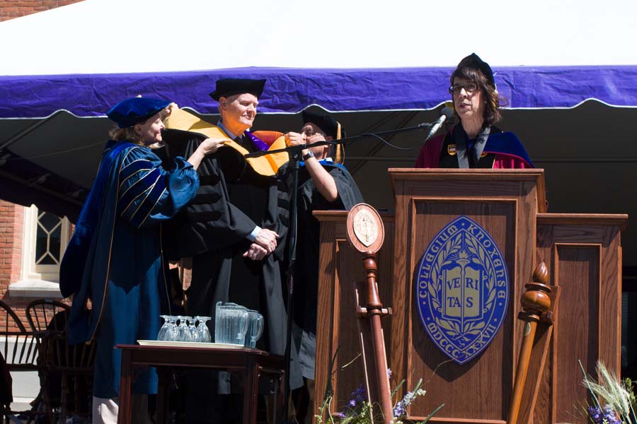 Michael Young, Richard and Jeanne Fisher Professor and vice president for academic affairs at The Rockefeller University, receives a Doctor of Science at Knox College Commencement 2018.