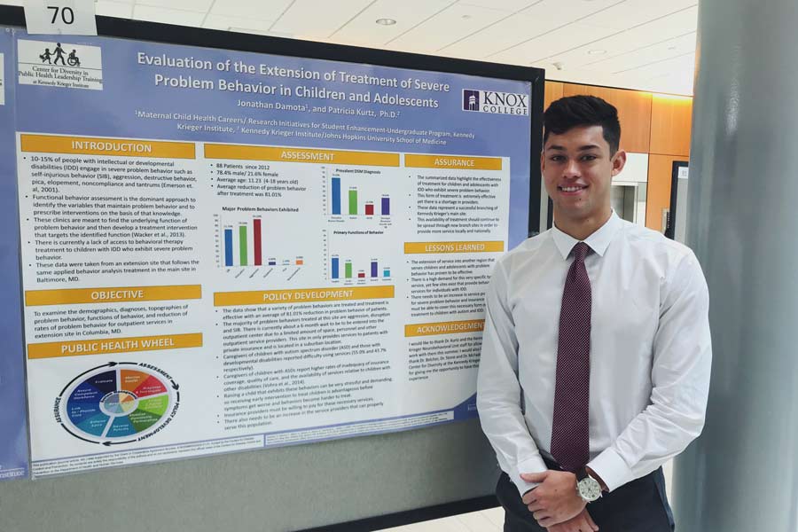Jonathon Damota '19 is a Mellon Fellow who was selected for an internship at a neurobehavioral clinic.