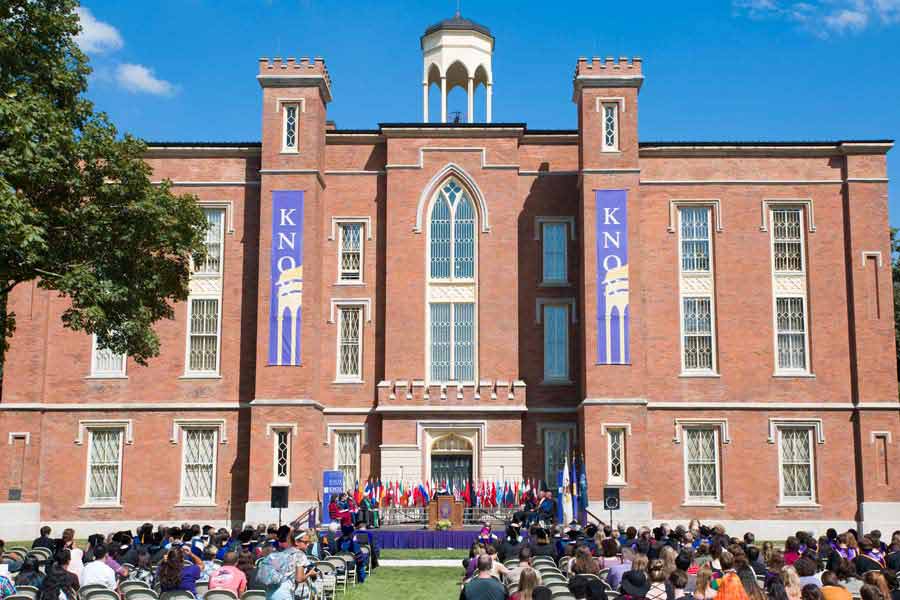 A view of Old Main during Opening Convocation