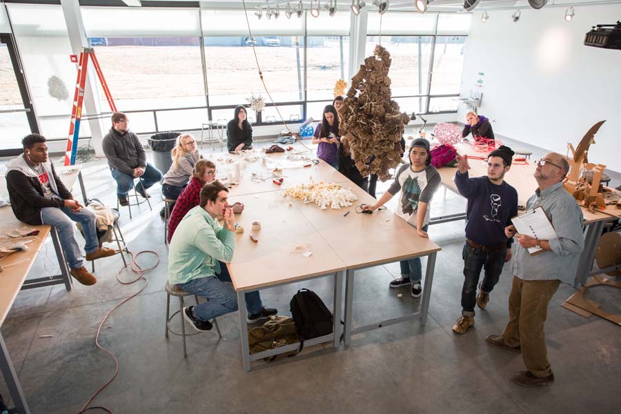 Sculpture class in the Whitcomb Art Center at Knox College.