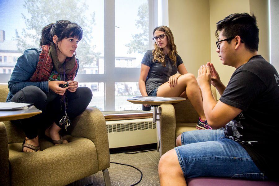 Students discussing in class