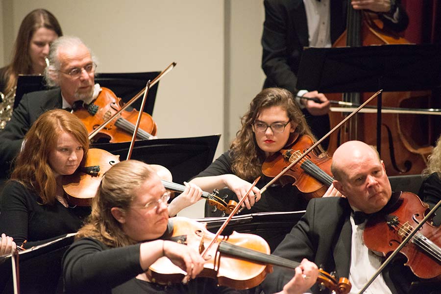 Knox students have often learned from the experienced musicians in the Knox-Galesburg Symphony.