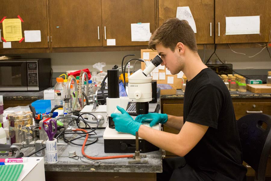 Markus Barbosa in biology research lab