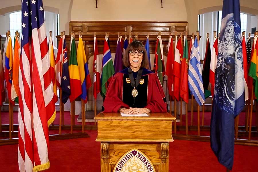 President Teresa Amott speaks at Knox College Opening Convocation 2020