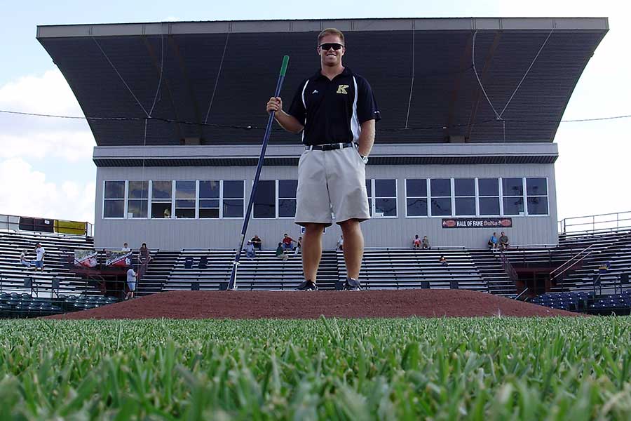 Zach interned on the grounds crew for the Burlington Bees while a student at Knox