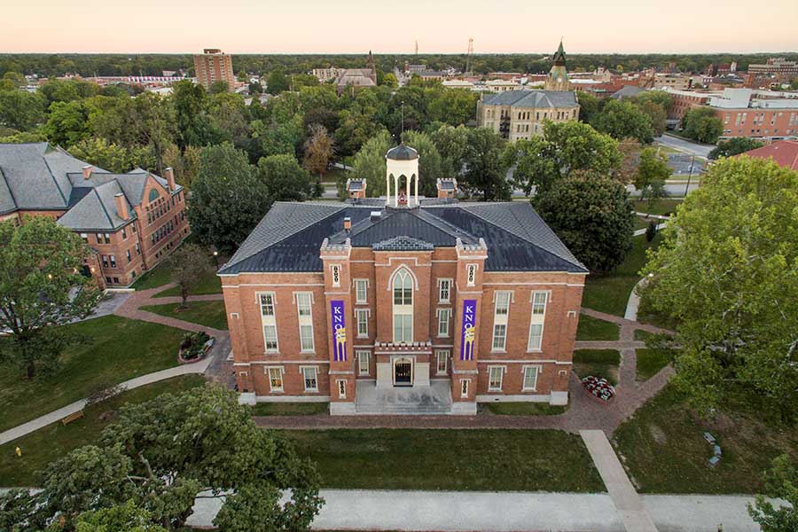 A bird's-eye view of Old Main.
