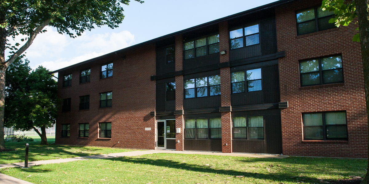 Drew residence hall in the spring.