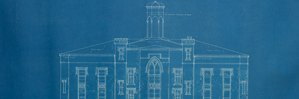 Blueprint created in 1930 for the renovation of Old Main.