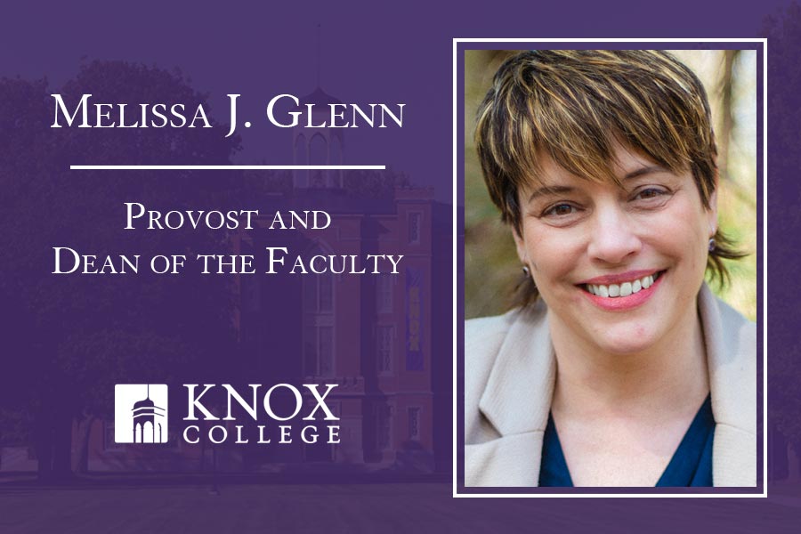 A photo of Melissa J. Glenn with the words Provost and Dean of the Faculty next to her photo.