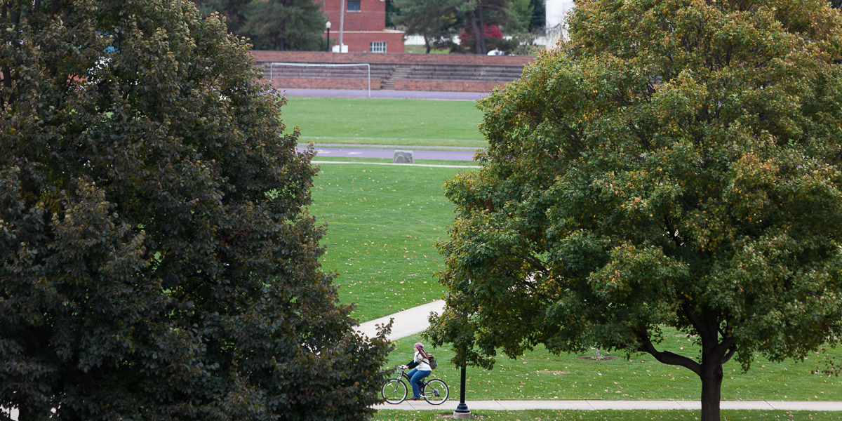 A view of campus from above.