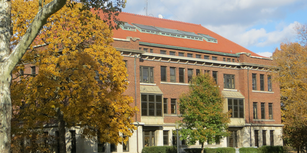 George Davis Hall in the fall. 