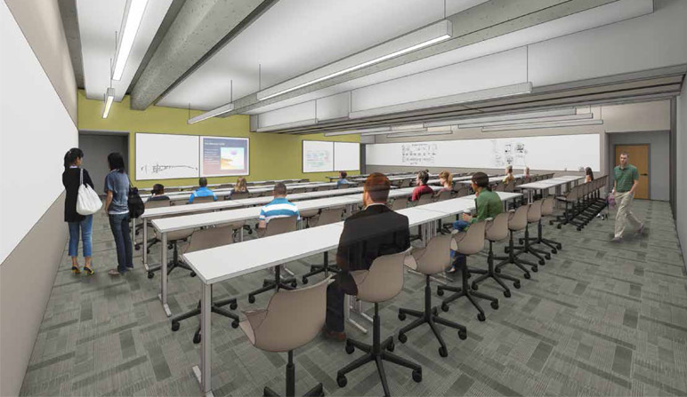 View of second floor classroom, which can accommodate up to 96 students