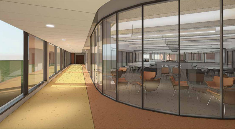 View of science commons in the center of the first floor