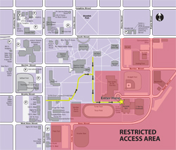 Campus map and parking for Obama visit