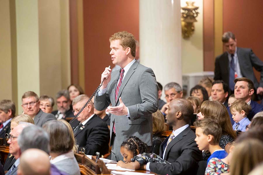 Zachary Stephenson '06 in the Minnseota statehouse.