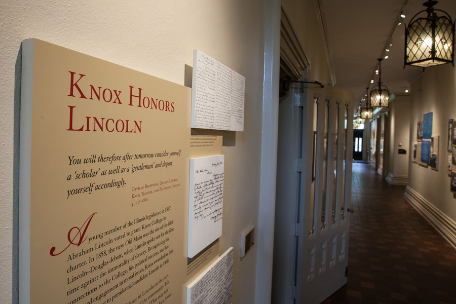 Exhibits on the history of Knox College and Abraham Lincoln comprise the Dr. Douglas L. Wilson Gallery in Old Main.